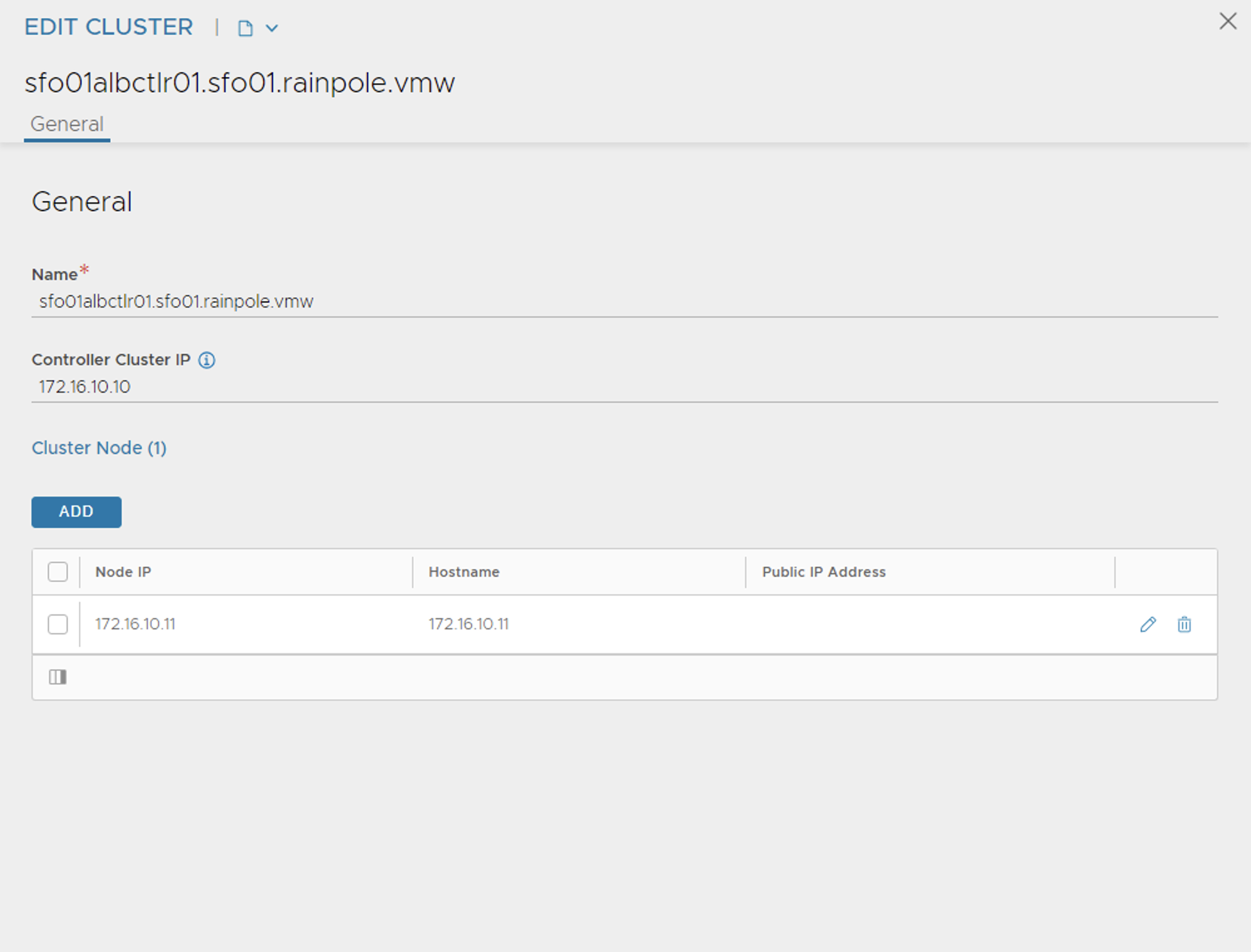 Specify NSX Advanced Load Balancer controller node name and IP address